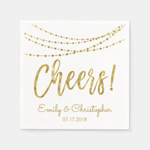 Cheers White and Gold Foil String Lights Serviette