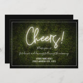 Cheers White Neon Boxwood Hochzeitsempfang Einladung (Vorne/Hinten)