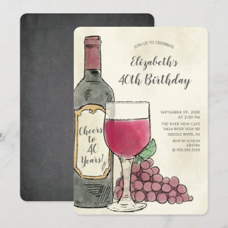 Cheers Wine Birthday Party Einladung