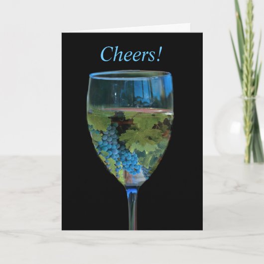 Cheers Wine Happy Birthday Card Karte (Vorderseite)