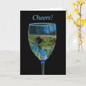Cheers Wine Happy Birthday Card Karte (Gelbe Blume)