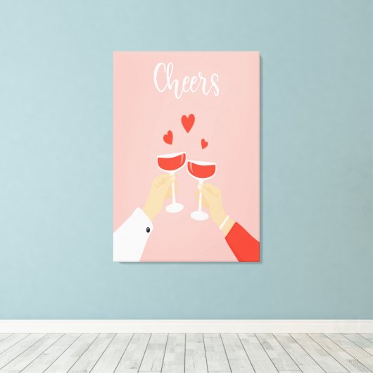 Cheers Wine Leinwanddruck (Insitu (Holzboden))
