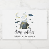 Cheers, Witches | Halloween Baby Shower Schaumweinetikett (Einzelnes Label)