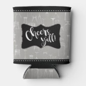 Cheers Yall | Comicglass-Muster-Bierbraun-Party Dosenkühler (Vorderseite)