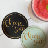 Cheers Yall | Party Gold und Schwarz | Bier & Cock Runder Pappuntersetzer