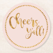 Cheers Yall | Rosa | Bier & Cocktail Party Runder Pappuntersetzer (Vorderseite)