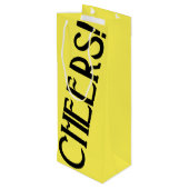 Cheers Yellow Art Deco Geschenktüte Für Weinflaschen (Rückseite Schrägansicht)