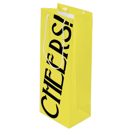 Cheers Yellow Art Deco Geschenktüte Für Weinflaschen (Vorderseite Schrägansicht)