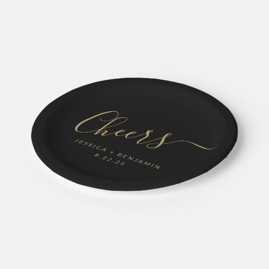 Cheert Minimalistische klassische Black Gold Custo Pappteller (Schrägansicht)