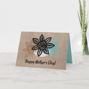 Cheery Aqua/Neutral Floral Mother Day Card Feiertagskarte