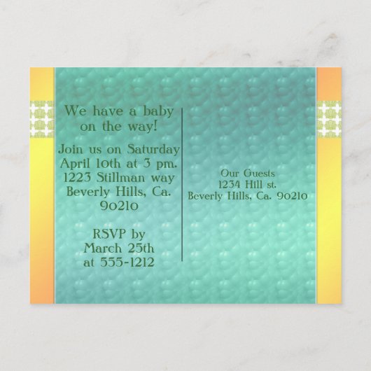 Cheery Baby Sea Creatures Babydusche Einladungspostkarte (Rückseite)