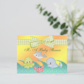 Cheery Baby Sea Creatures Babydusche Einladungspostkarte (Stehend Vorderseite)