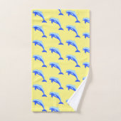 Cheery Blue Jumping Dolphin Ocean Cartoon Badhandtuch Set (Handtuch)