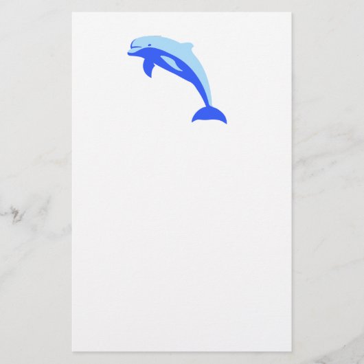 Cheery Blue Jumping Dolphin Ocean Cartoon Briefpapier (Vorderseite)