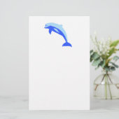 Cheery Blue Jumping Dolphin Ocean Cartoon Briefpapier (Stehend Vorderseite)