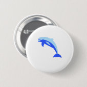 Cheery Blue Jumping Dolphin Ocean Cartoon Button (Vorne & Hinten)