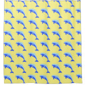 Cheery Blue Jumping Dolphin Ocean Cartoon Duschvorhang (Vorderseite)