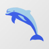 Cheery Blue Jumping Dolphin Ocean Cartoon Fensteraufkleber (Blatt)
