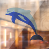 Cheery Blue Jumping Dolphin Ocean Cartoon Fensteraufkleber (Blatt 2)