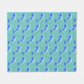 Cheery Blue Jumping Dolphin Ocean Cartoon Fleecedecke (Vorderseite (Horizontal))