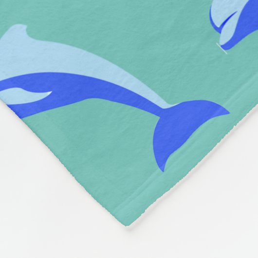 Cheery Blue Jumping Dolphin Ocean Cartoon Fleecedecke (Ecke)