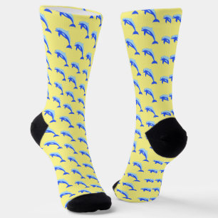 Cheery Blue Jumping Dolphin Ocean Cartoon Socken