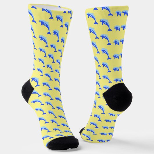 Cheery Blue Jumping Dolphin Ocean Cartoon Socken (Gewinkelt)