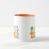 Cheery Blume Retro Lehrerin Tasse (Zentrum)