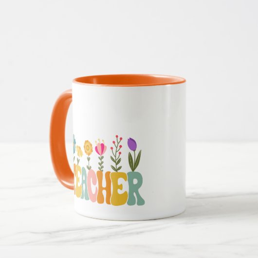 Cheery Blume Retro Lehrerin Tasse (Vorderseite Links)