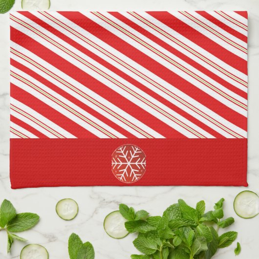 Cheery Candy Cane Stripes Geschirrtuch (Gefaltet)