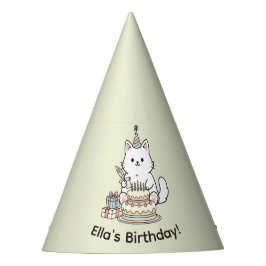 Cheery Cat Birthday Cake Customizable Design Partyhütchen