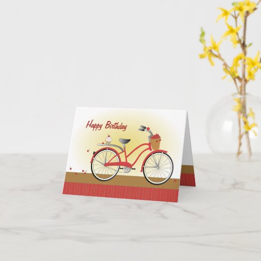 Cheery Cherry Bicycle Karte (Gelbe Blume)