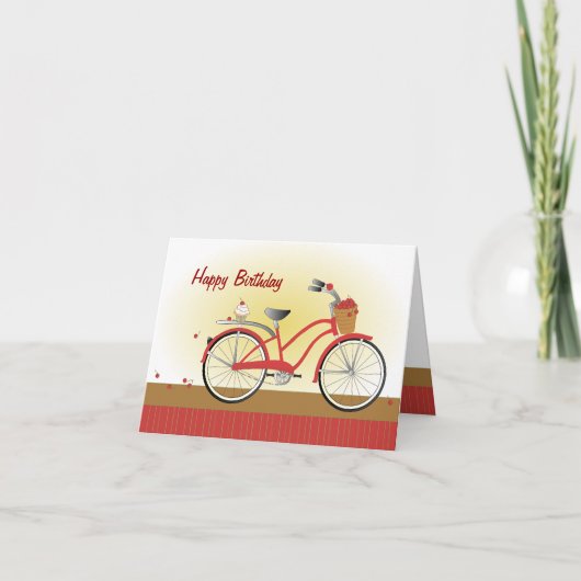 Cheery Cherry Bicycle Karte (Vorderseite)