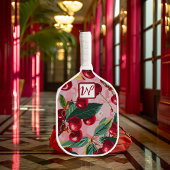 Cheery Cherry Retro Pink Mit Monogramm Pickleball Schläger