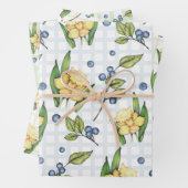 Cheery Daffodil Blume und Blueberries Geschenkpapier Set (Beispiel)