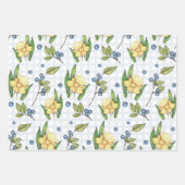 Cheery Daffodil Blume und Blueberries Geschenkpapier Set (Vorderseite)