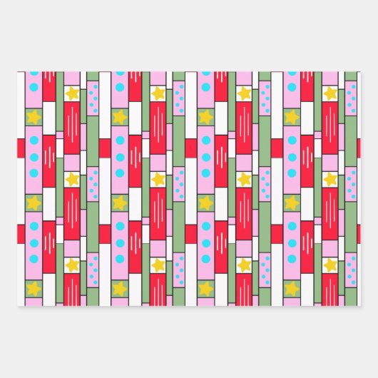 Cheery Holiday Geschenkpackung 3 Packung Geschenkpapier Set (Vorderseite 3)