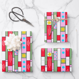 Cheery Holiday Geschenkpackung 3 Packung Geschenkpapier Set