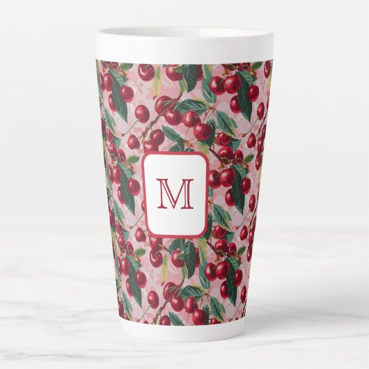 Cheery Mit Monogramm Vintag Pink "Cherry Pop" Milchtasse (Vorderseite)