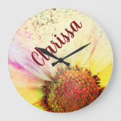 Cheery Pastel Sunflower  Große Wanduhr (Vorderseite)