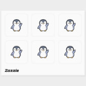 Cheery Penguin – Cute Kawaii Illustration Quadratischer Aufkleber (Blatt)