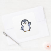 Cheery Penguin – Cute Kawaii Illustration Quadratischer Aufkleber (Umschlag)