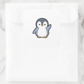 Cheery Penguin – Cute Kawaii Illustration Quadratischer Aufkleber (Tasche)