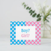 Cheery Polka-Dotted Gender Reveal Einladung Postca Postkarte (Stehend Vorderseite)