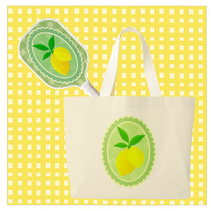 Cheery Retro Sunny Yellow Lemon Jumbo Stoffbeutel