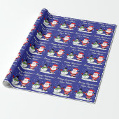 Cheery Santa Claus cartoon with snowman Christmas Geschenkpapier (Ungerollt)