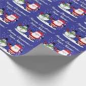 Cheery Santa Claus cartoon with snowman Christmas Geschenkpapier (Ecke)
