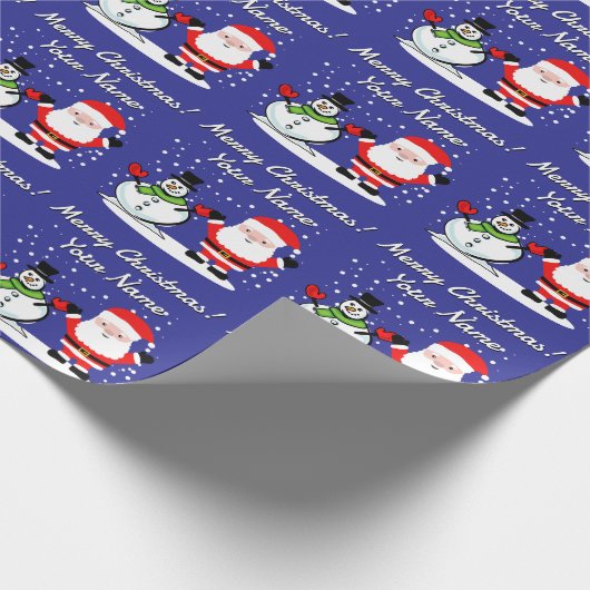 Cheery Santa Claus cartoon with snowman Christmas Geschenkpapier (Ecke)