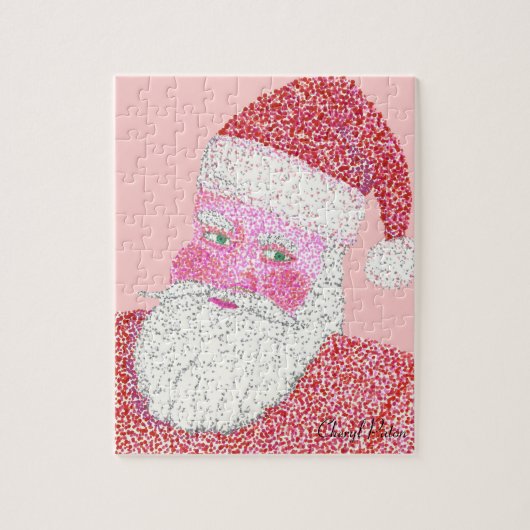 Cheery Santa Claus Pointillism Malerei Puzzle (Vertikal)