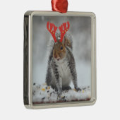 Cheery Squirrel With Antlers Square Ornament (Rechts)